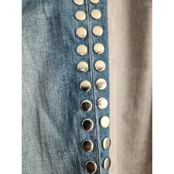 Armani Exchange J10 Super Skinny Cropped Mid Rise Jeans Woman’s Studded Size 29 - Picture 3 of 8